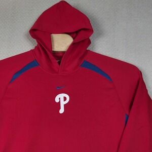 VTG Y2K Nike Team Philadelphia Phillies Hoodie Youth XL Red Embroidered Baseball